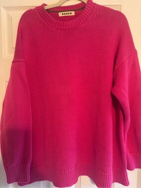 Boden Bright Pink Crewneck Knit Sweater